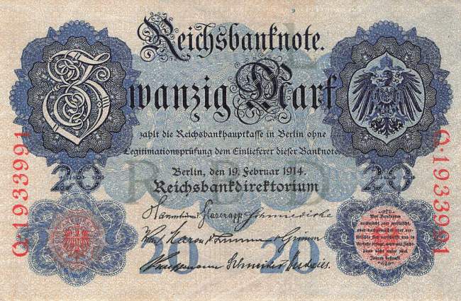 20 Mark Serie L/Q 1914